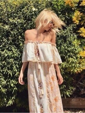 Fillyboo Boho Floral Off-Shoulder Maxi Dress-great for maternity photos